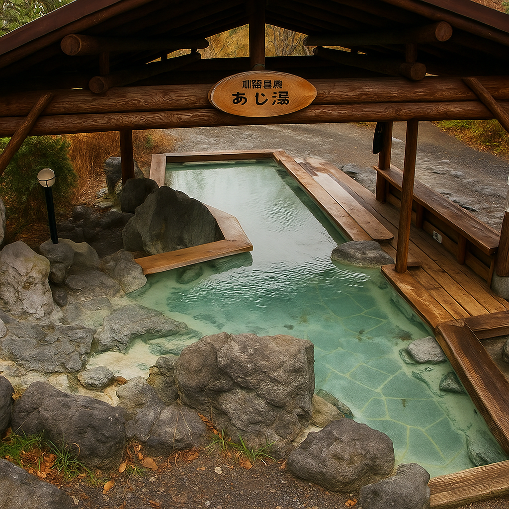 Real onsen footbath reference photo