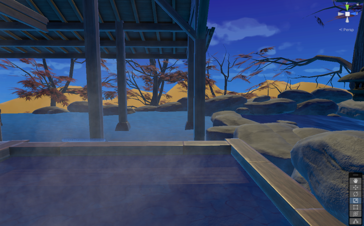 Stylized VR footbath scene render