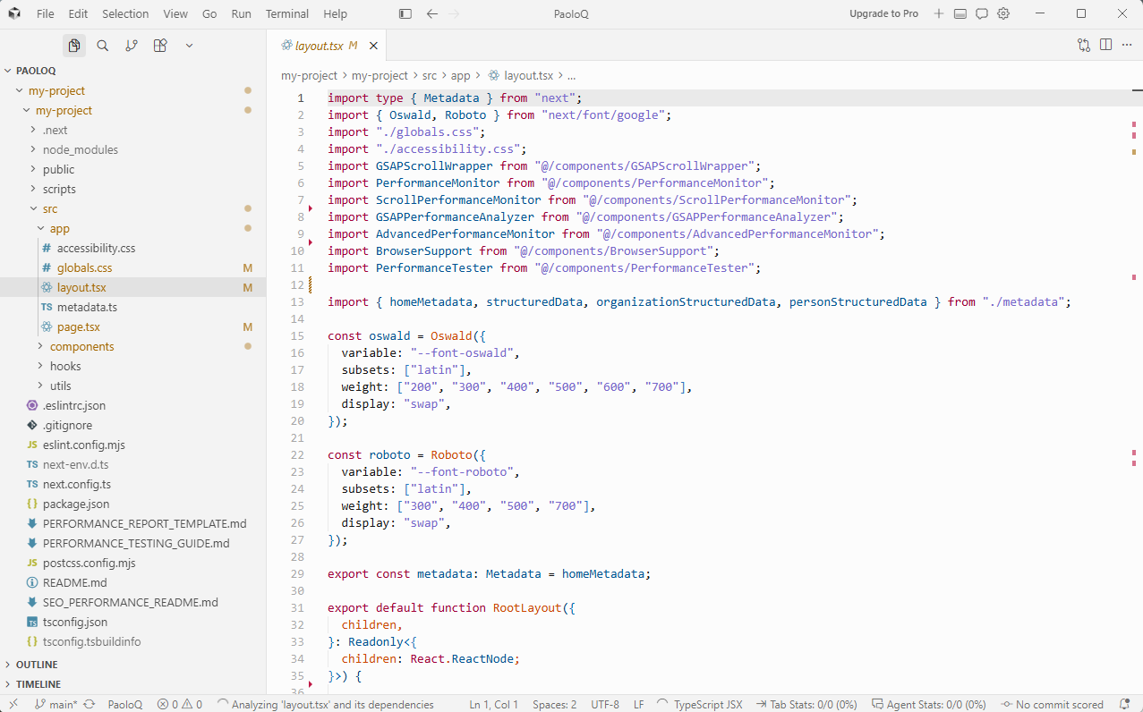 Photography site code and Cursor workflow screenshot