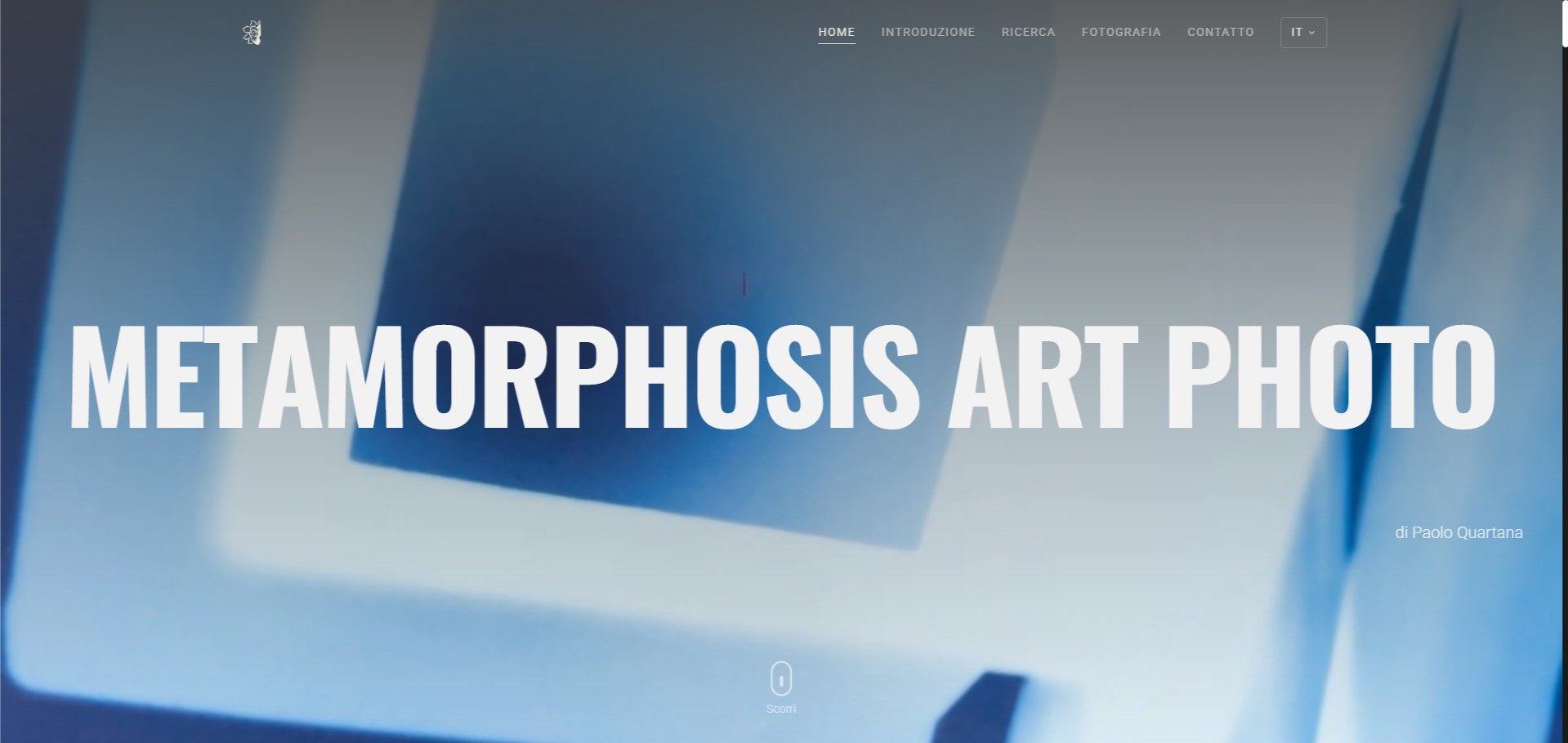 Photography website — 'Metamorphosis Art Photo' hero screen, project cover